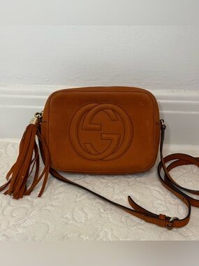 Gucci Tan Suede/ leather Soho Disco Crossbody with Tassel